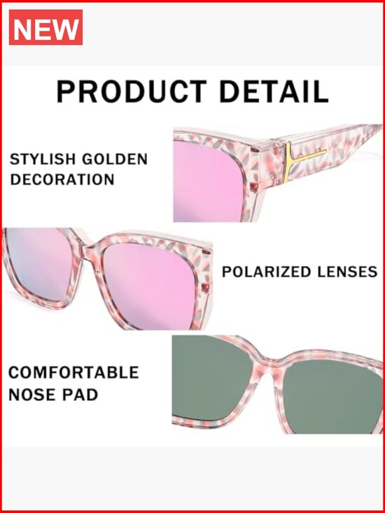 Mirrored Polarized Fit Over Glasses Sunglasses Oversized Square UV400 main image 7
